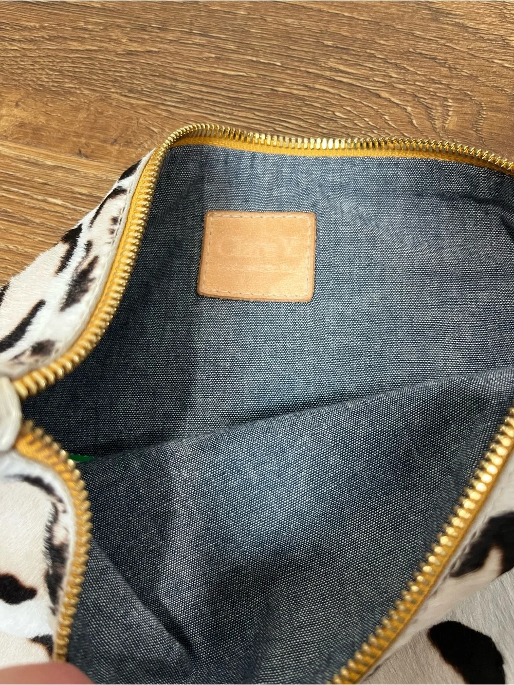Clare V Snow Cat Hair in Foldover Clutch